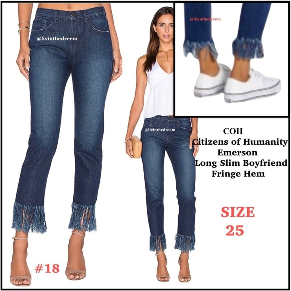 Citizens of Humanity Emerson Long Slim Boyfriend Fringe Hem Jeans  Size 25 $228